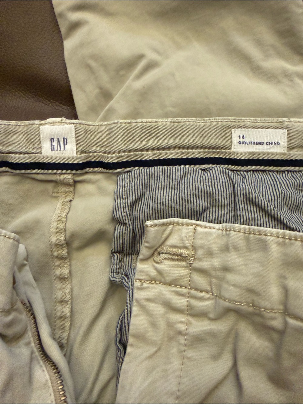 Broken in straight Khakis by Gap size 12
